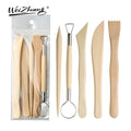 5pcs Wooden Pottery Tool Kit Polymer Clay Carving Accessories for Ceramic Pottery Wood Modeling Set of Art Supplies
