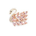 Daili Swan Brooch in Gold and Diamonds Brooch in pink Gemstone Feather Handmade Lapel Pin Brooch Lapel Pins for Unisex