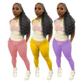 Spring New Arrival Custom Embroidered Logo Sporty Yoga 2 Piece Sets Short Sleeve T Shirts and Leggings Women's 2-piece Suit
