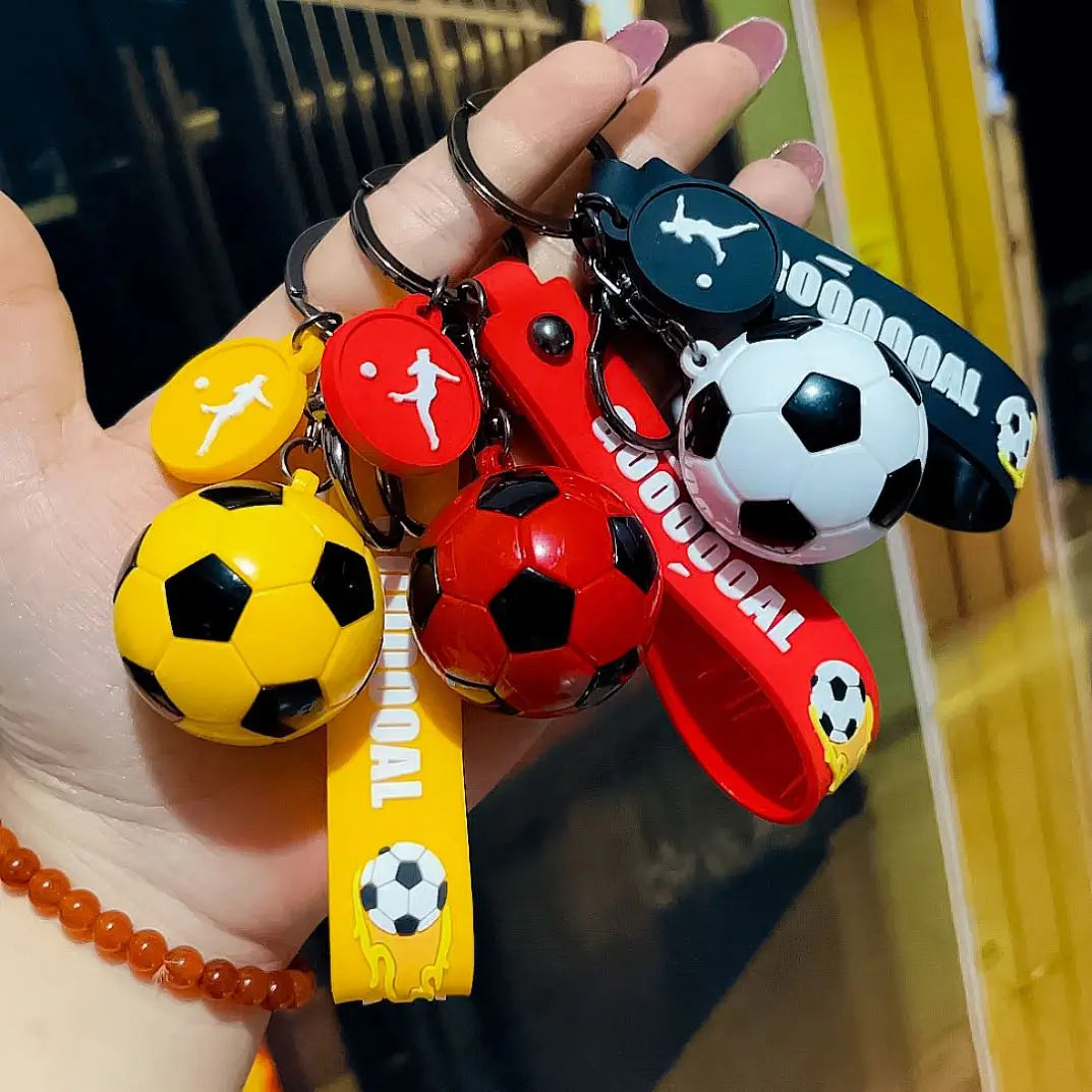 Wholesale Bag Charms Accessories Sports Souvenirs Key Chains 3d Football Keychain for Fan PVC Soft Glue Soccer Pendant Keychain