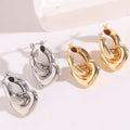 Ladies Daily Working Show Fashion Chic Alloy Heart Charm Dangle Earring Jewelry 14k Gold Plated Chunky Earrings Jewelry