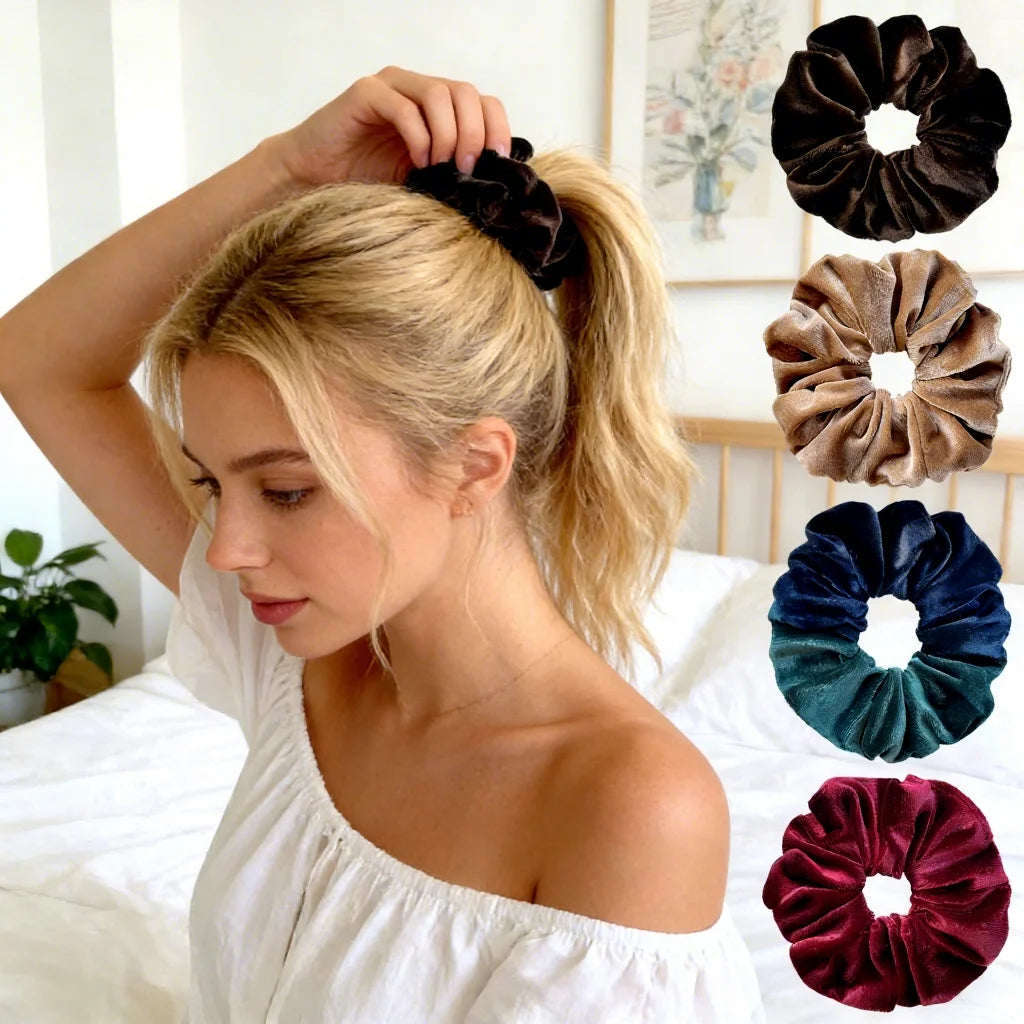 Wholesale Custom 5.5" Extra Large Scrunchies Premium Velvet Soft Jumbo Scrunchy XL Big Elastic Band Accessories for Thick Hair