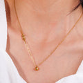 Chris April Fashion 18k Gold Plated Stainless Steel Knot Charm bar Pendant Necklace for Women