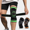 Elastic Knitted Nylon Knee Brace Compression Support Sleeve with Adjustable Straps for Running Support