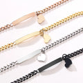 Fashion Thin Titanium Steel Heart Bracelet Women Simple Stainless Steel Chain Gold Black 18k Plated T Bar Bracelet Jewelry