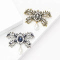 Cheap Bowknot Lapel Pin Pendant Brooch Women Clothes Accessories Alloy Vintage Rhinestone Pearl Bow Brooch Pin