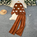 Minimalist Summer Knit Set for Women - European-American Style Solid Color Hollow Out Top with High Waist Slim Shorts