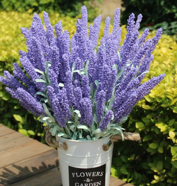 M247 12 Head PE Foam Lavender Long Branch Flower Bouquet Silk Plastic Artificial Decorative Flowers