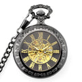 Mixed 4Colors Antique Skeleton Hollow Mechanical Watches Roman Mechanical Pocket Watches