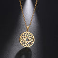 New Crown Chakra Lotus Necklace Spiritual Chakra Pendant Wand Balancing Meditation Spiritual Yoga Stainless Steel MenJewelry