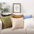 French Linen Flax Cushion Covers Fringed Green White Throw Pillow Cover Pillow Cases
