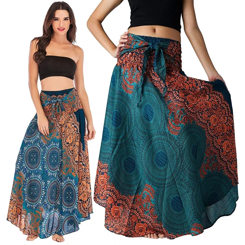 Tall Womens Long Gypsy Skirts Hippie Clothes  Belly Dance Costume Boho Asymmetric Beach Holiday Dress Maxi Skirt
