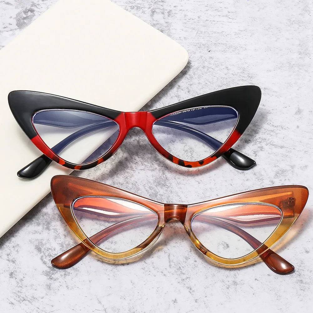 2022 Stylish Plastic Frame Spectacle Frame Blue Light Blocking Triangle Cat Eye Glasses Eyeglass Frames