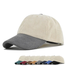 OEM Custom Embroidery logo 6 Panel Plain Blank Corduroy Baseball Caps Unisex Curved Brim 2 Two Toned Dad Hats Wholesale