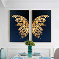 Custom Wholesale Gold Animal Modern Butterfly Abstract Painting Art Work With Plastic Framed for Living Room Decor