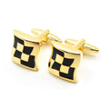 Wholesale Black Grid Gold Plated Elegant Cufflinks Custom Mens Suit Shirt Fashion Accessory Wedding Tuxedo Trendy Jewelry Gift
