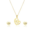 Stainless Gold Color Mom Letter Pendant Necklace Earrings Set Love Heart Mom Daughter Figure Jewelry Set Mother's Day