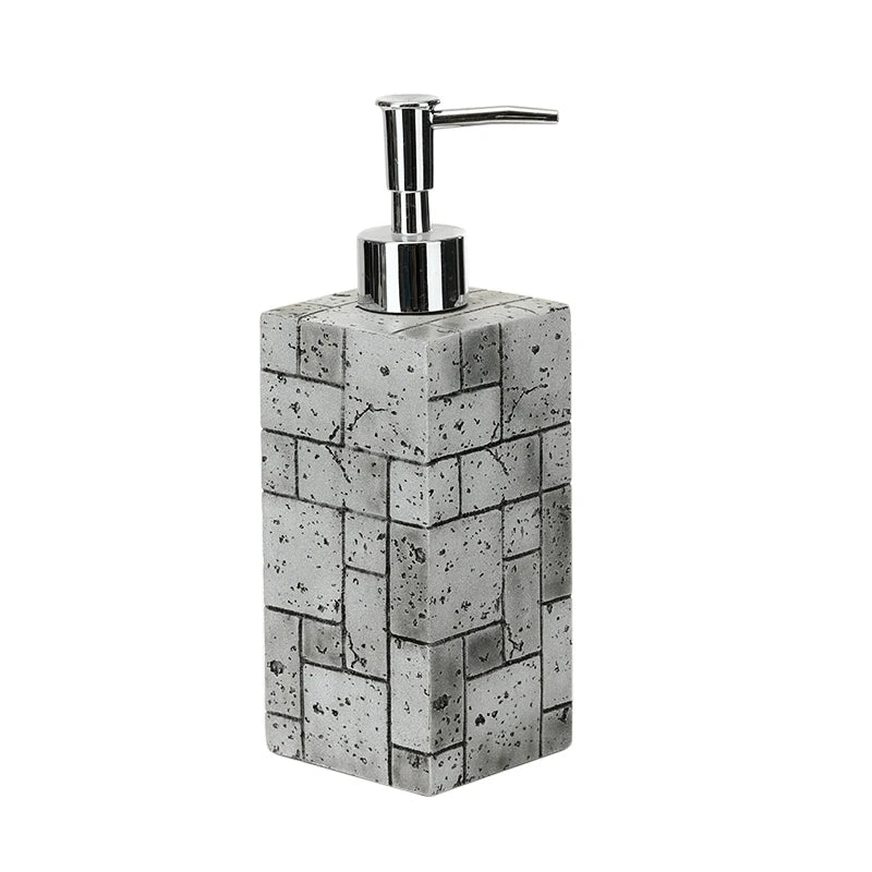 Luxspire Design High End Eco-Friendly Resin Lotion Dispenser Coloured Drawing Brick Style Refillable Shampoo Container Grey