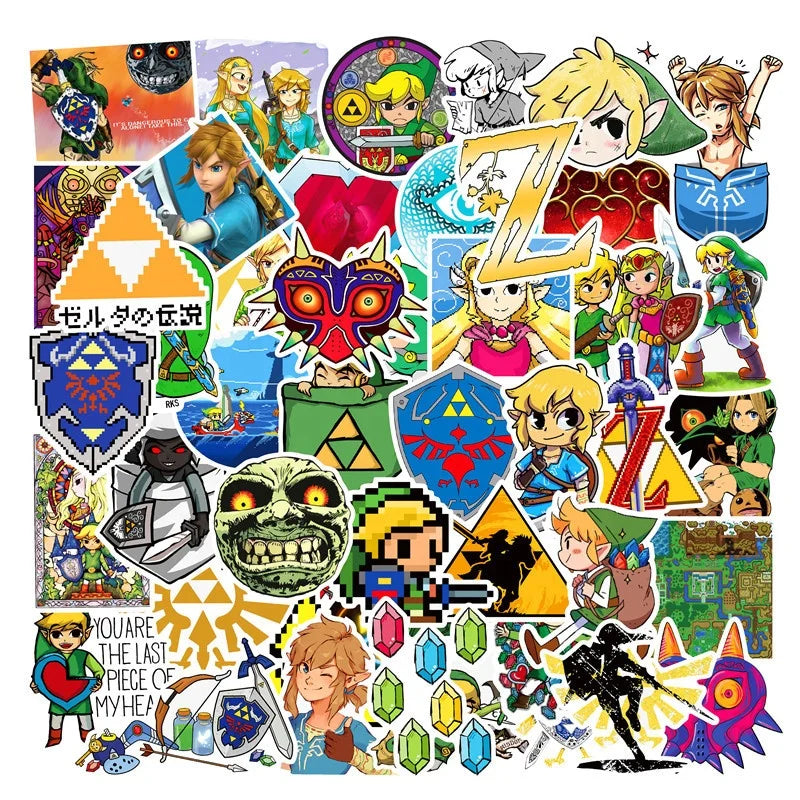 47Pcs the Legend of Zelda Game Boy Sticker for Children Table Phone Computer Skateboard Luggage Laptop Game Stickers