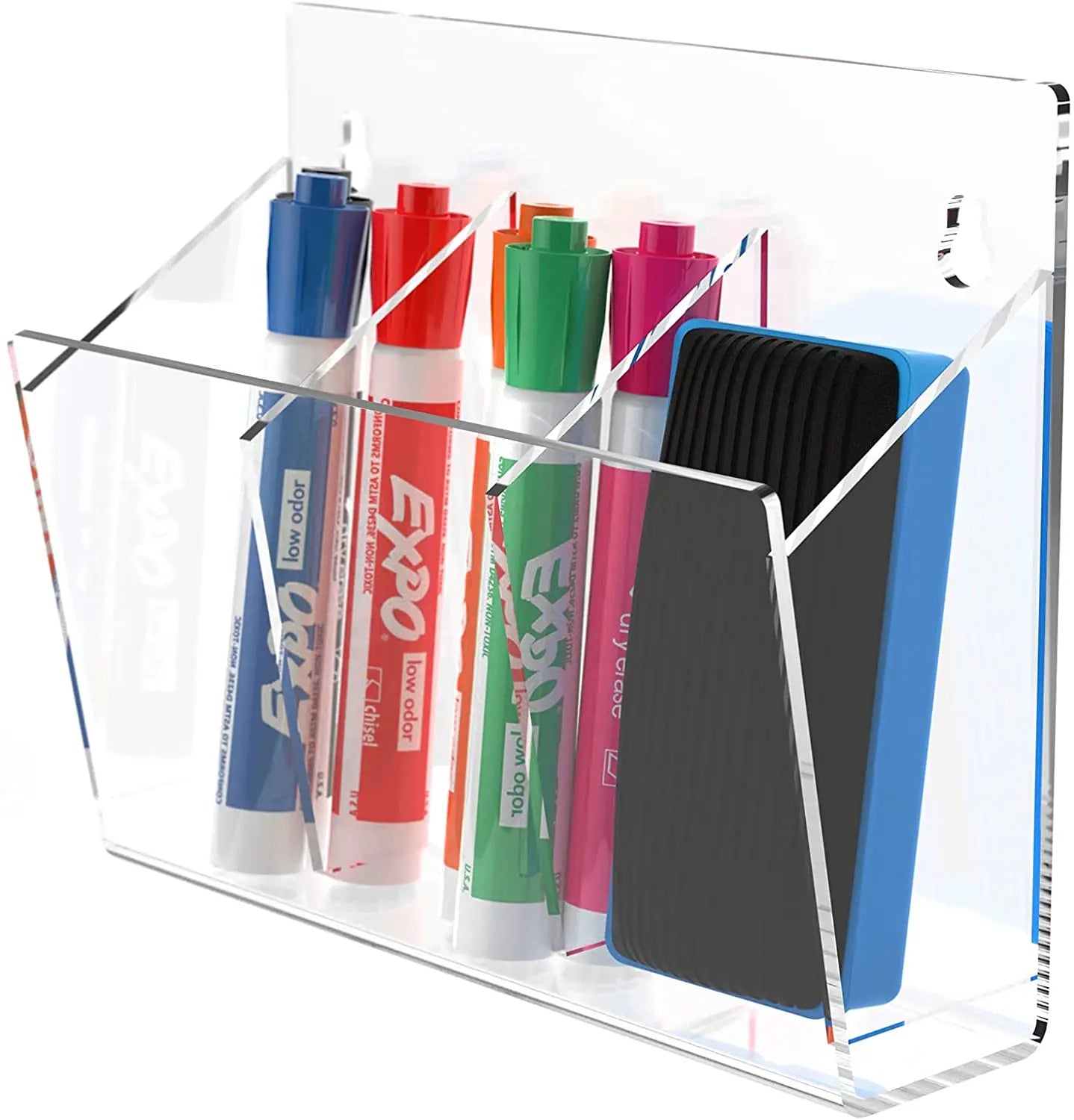 Wall Mounted Marker Organizer 3 Compartments Dry Erase Marker Holder Acrylic Marker Holder Organizer for Whiteboard