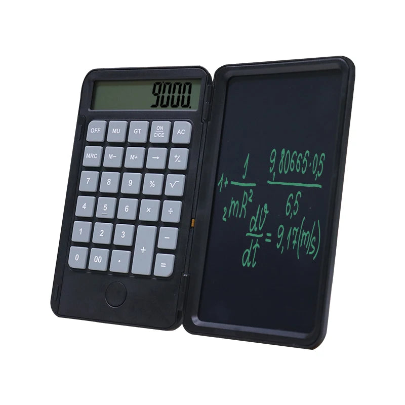 12-Digit Calculator With Writing Tablet Desk Calculator Large Display Basic Office Calculators 6'' LCD Writing Board