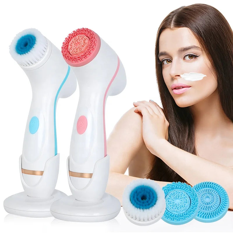 3V USB Rechargeable Electric Rotating Silicone Facial Cleansing Brush Waterproof Face Exfoliating Spin Brush for Nose Target