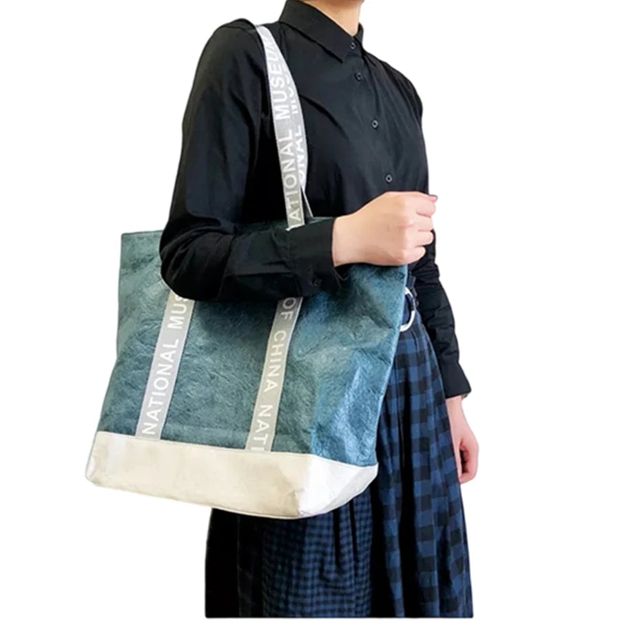 Custom Logo Zipper Waterproof Travel Crossbody Beach Tote Bags Washable Dupont Paper Ribbon Shopping Tyvek Tote Bags