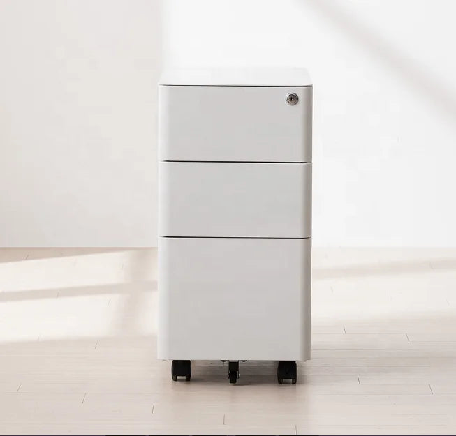 Luoyang Factory Iron Office Furniture 3 Drawer Round Edge Metal Movable File Cabinet Metal Mobile Pedestal