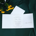 Christian Church Tri Fold Pocket Folder Clear Plexi Glass Clear Transparent Acrylic Wedding Invitation with Gold Foil Cards