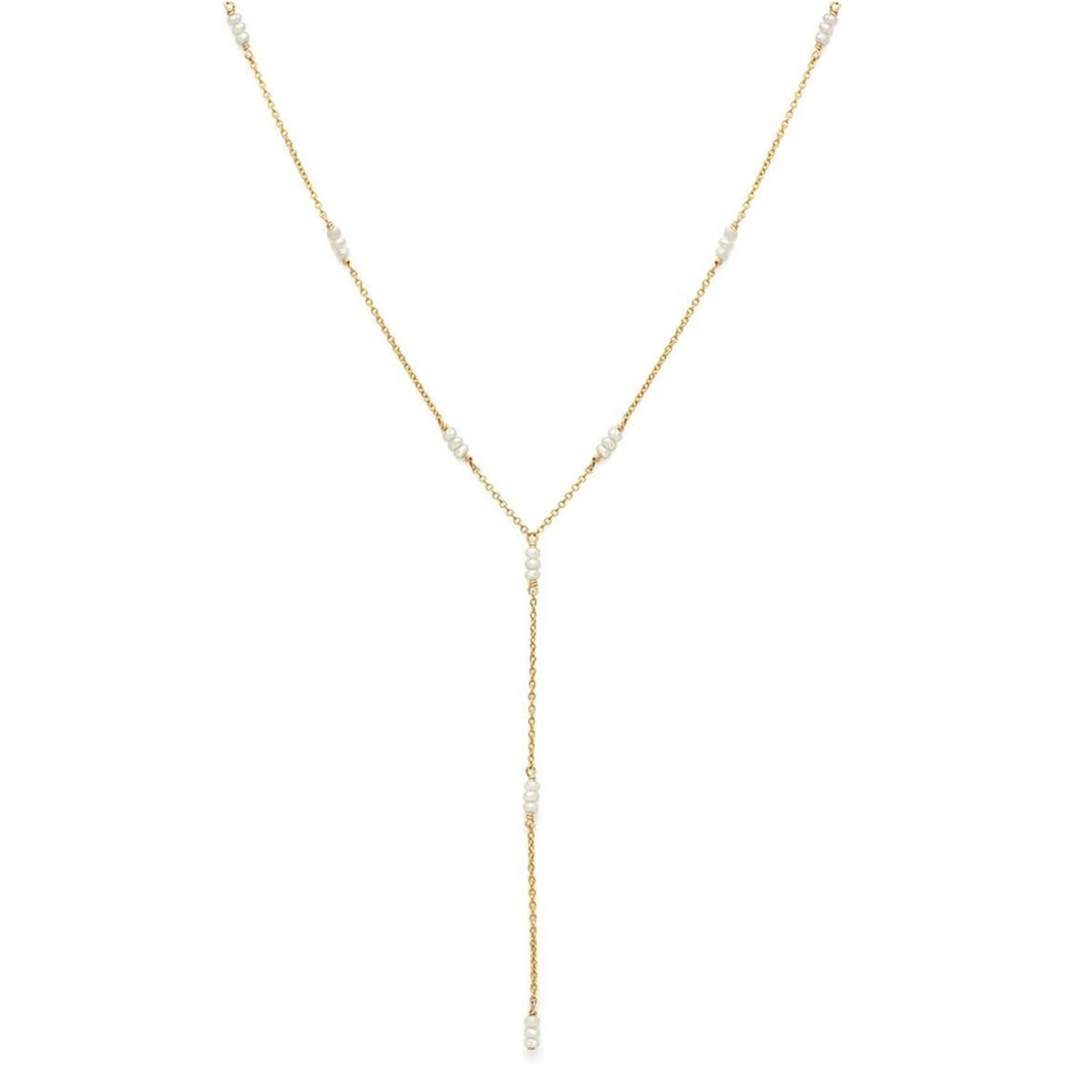 Jewelry Wholesale Strand Lariat Pearl Necklace Delicate Sterling Silver Freshwater Pearl Lariat Necklace