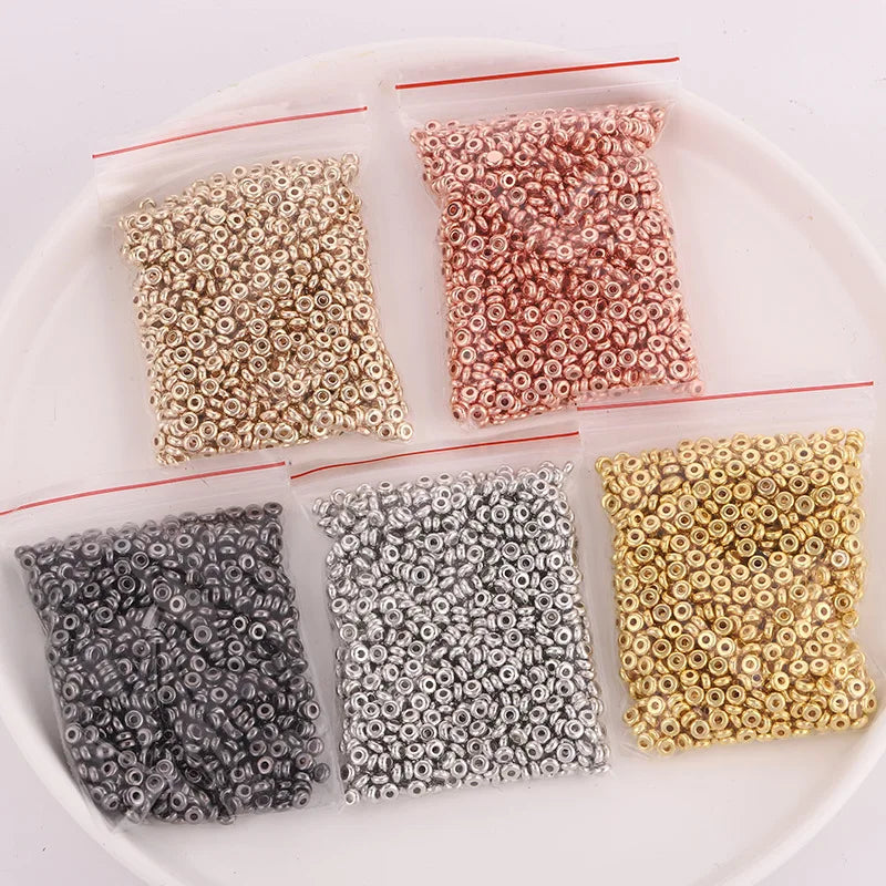 500pcs Round Spacers Beads Stainless Steel Bead Spacers Flat Round Loose Bead Spacers Jewelry Findings for Bracelet Making DIY