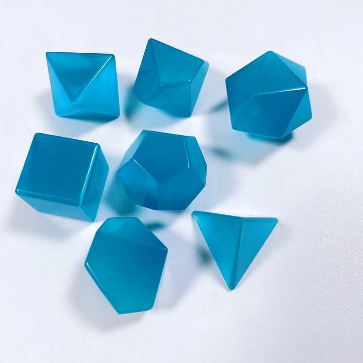 Huiying New Carving Transparent Blue Opal Gemstone Dice Hexagon