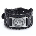 Custom Embossed Yggdrasil Woven Wristband Life Tree Leather Cuff Bracelet Bangles