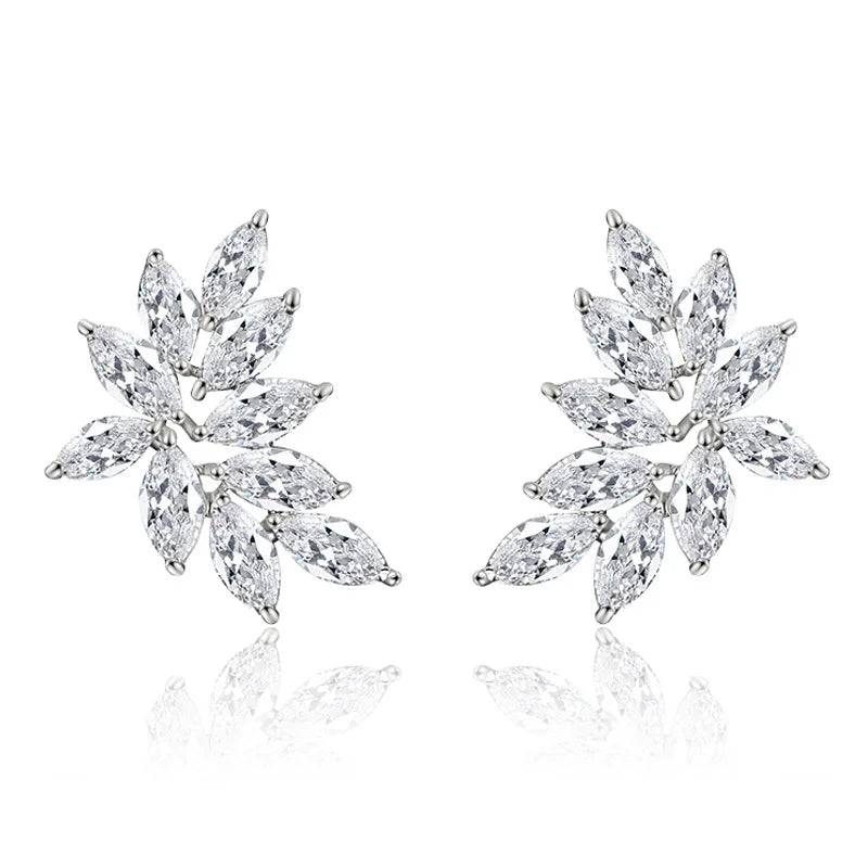 Miallo High Quality Latest Design of Cubic Zirconia Earrings Wholesale Women's Silver Bridal Diamond Earrings