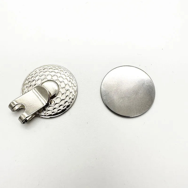 Magnetic Golf Hat Clip with 25mm Blank Silver Golf Ball Marker