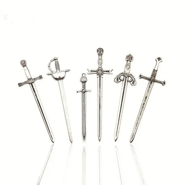 DIY Alloy Jewelry Accessories Sword Charms Vintage Silver Fashion Sword Fencing Charm Pendant for Jewelry Long Sword
