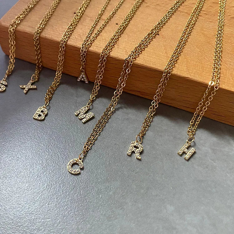 A-Z 26 Letter Fashion Accessories Jewelry Trendy Gold Plated Stainless Steel DIY Custom Chain