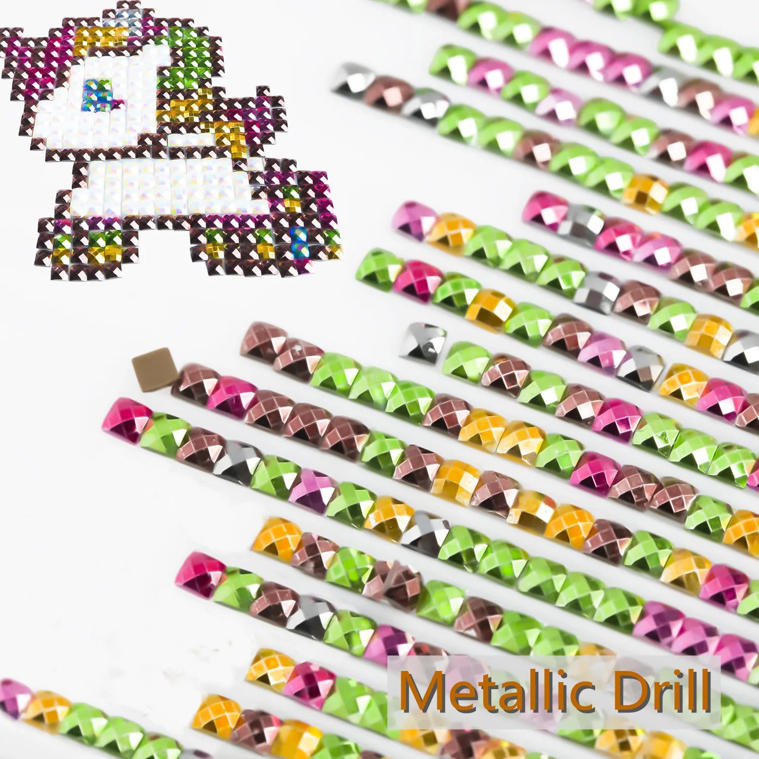 R-12 2.5mm Square Metallic Drill Gold Silver Beads DIY Diamond Art Painting Square Metal Drill