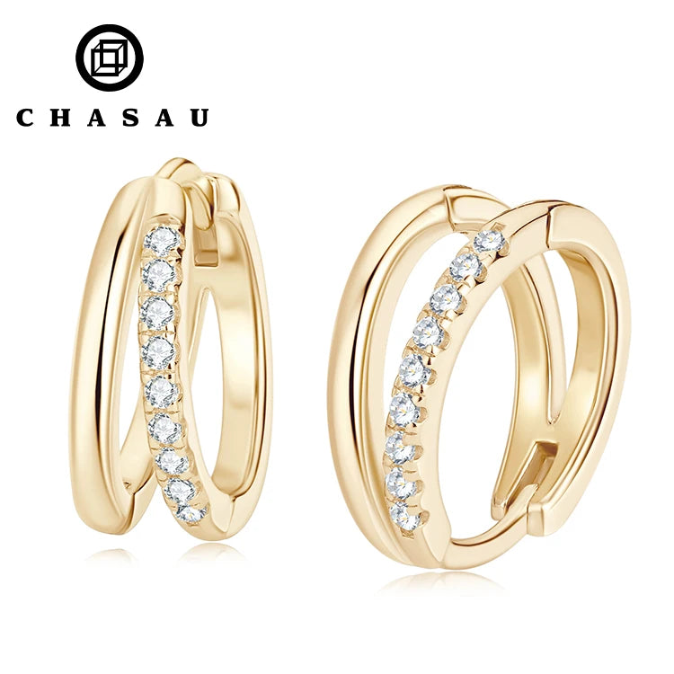 Wholesale Fine Jewelry Jewelry 12mm 14mm VVS D Color Moissanite Earrings 925 Sterling Silver Clip-on Double Hoop Earrings