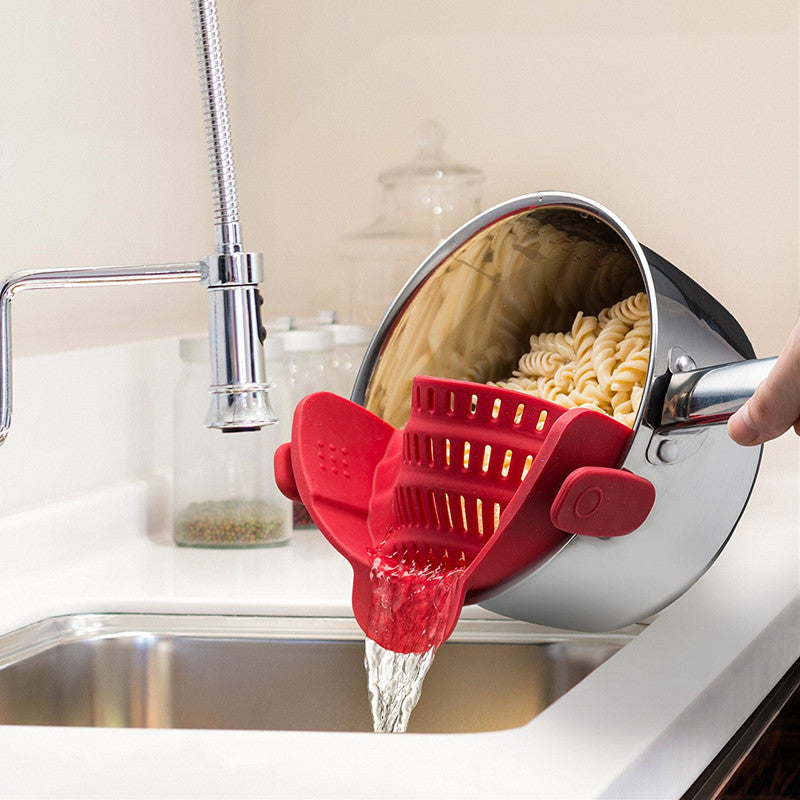Universal Eco-Friendly Silicone Colander Pot Strainer Clip-On Kitchen Gadgets for Food Use