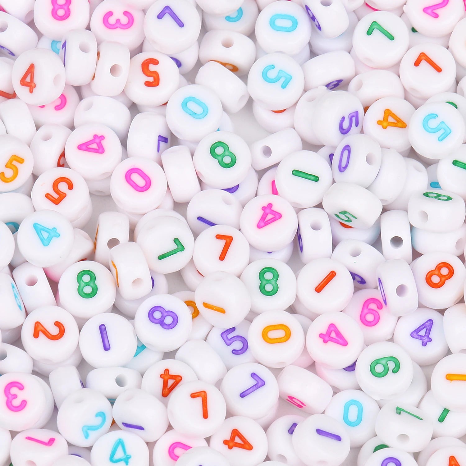 Fashion 4X7mm Round Loose Lucite Beads White/Black/Gold Mixed Number Acrylic Beads for Jewelry Making