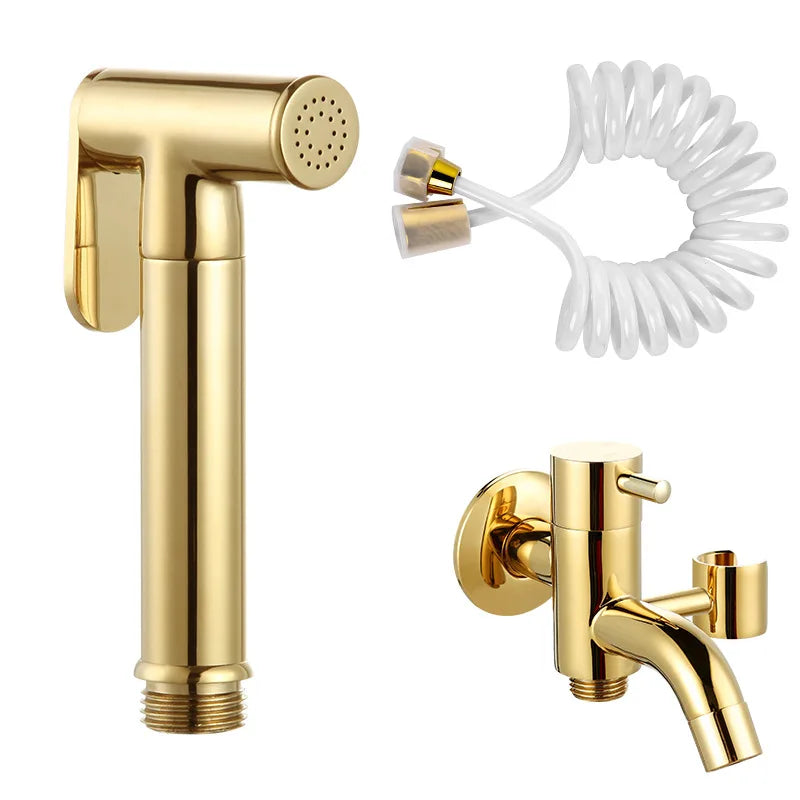 Gold Bathroom Toilet Spray Gun Set All Copper Women's Washers Booster Sprinkler Rinser Mop Pool Faucet