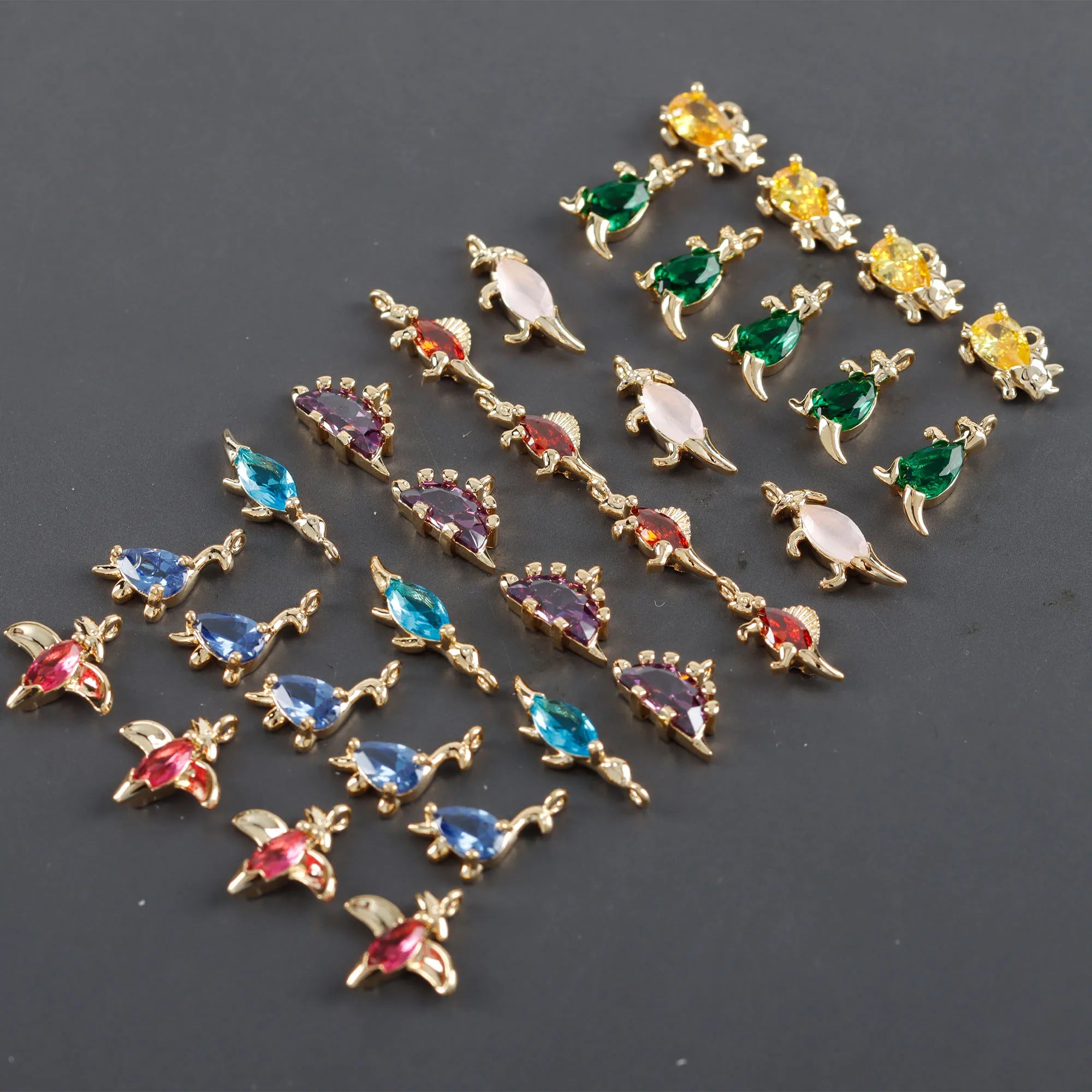 M1059 6pcs/lot Creative Animal Shape Brass 18K Gold Plated DIY Pendants Charms Zircon Women's Jewelry Making Accessories