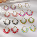 Hot Selling Summer Geometric Hoop Earrings Boho Style Colorful Personality Simple Fashion Beaded Earrings for Women
