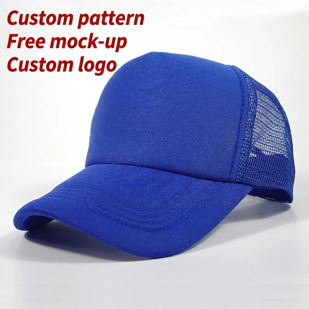 New Custom High Quality 5 Panel Foam Curved Brim Foam Mesh Trucker HatApplique Patch Logo Gorras Trucker Cap