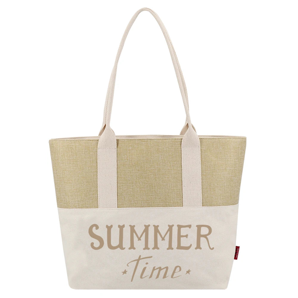 Logo Pattern Printed Custom Larger Canvas Tote Shopper Bag Factory OEM Natural Outside Beach Carry Bag Supplier