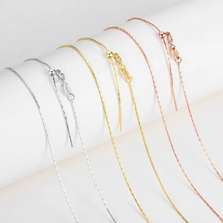 Wholesale 18 Inch S925 Sterling Silver Link Chain Universal Pin Adjustable Ball Choker Necklace DIY Jewelry Findings Components
