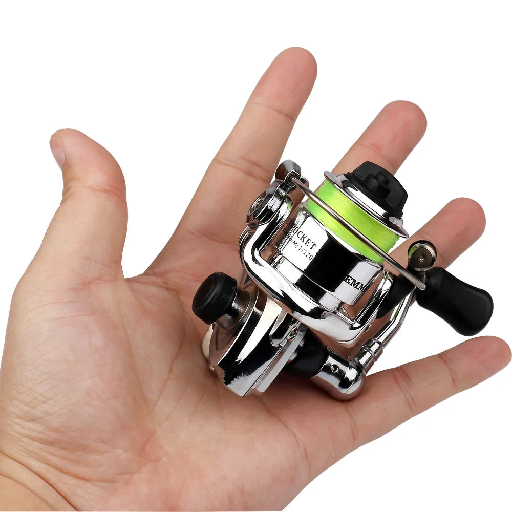 Mini 100 Pocket Spinning Fishing Reel Fishing Tackle Small Spinning Reel 4.3:1 Metal Wheel Pesca Small Reel with 100m Line