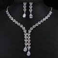 2022 New Temperament Wedding Jewelry Shiny Bridal Necklace Earrings Set Water Droplets Zircon Jewelry Set for Women Girls