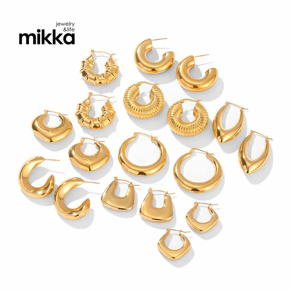 Fashion 18K Gold Plated Jewelry Stainless Steel Hoop Earring 18k Gold Plated Chunky Twist Huggie Earring for Women